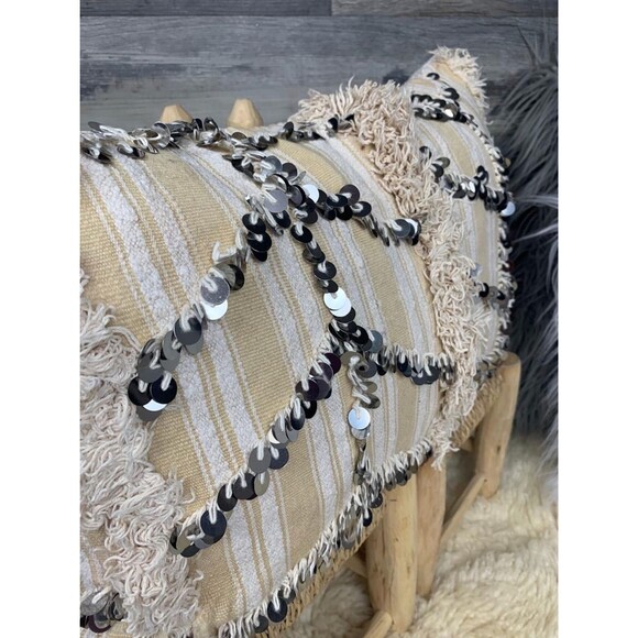 Vintage Handira Pillow, Authentic Moroccan Berber Throw Cushion 03YS00211 - Picture 8 of 10